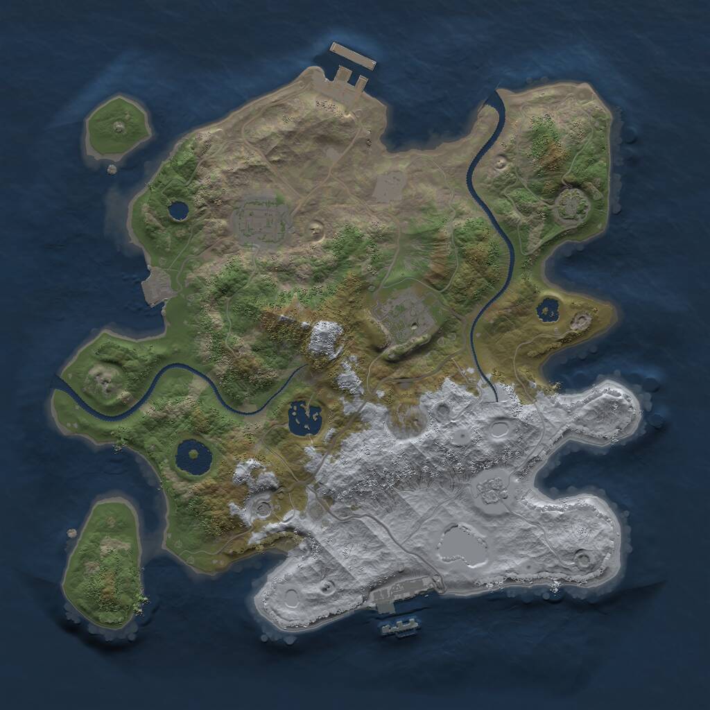 Rust Map: Procedural Map, Size: 3000, Seed: 58906965, 9 Monuments