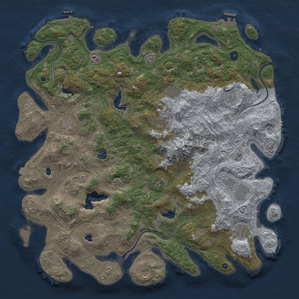 Rust Map: Procedural Map, Size: 5000, Seed: 45643445, 17 Monuments