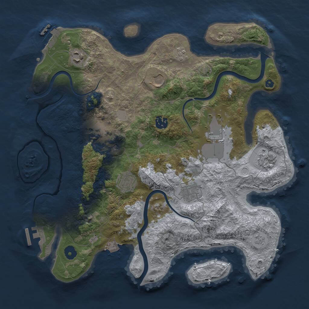 Rust Map: Procedural Map, Size: 3600, Seed: 990333, 15 Monuments