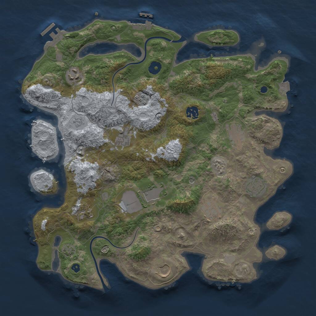 Rust Map: Procedural Map, Size: 3700, Seed: 1644820959, 16 Monuments