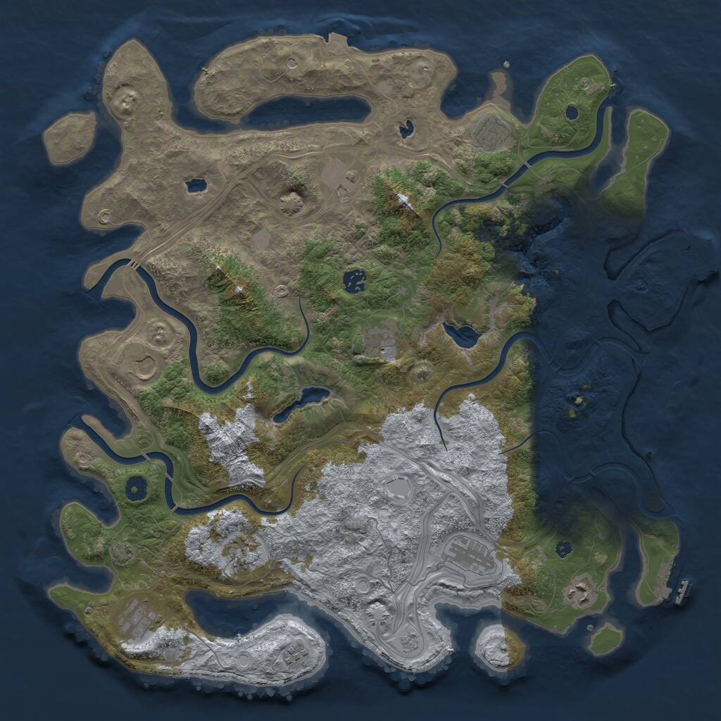Rust Map: Procedural Map, Size: 4500, Seed: 1310523311, 16 Monuments