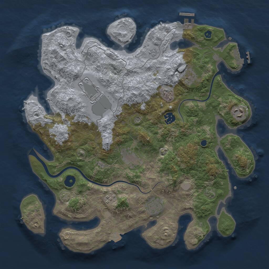 Rust Map: Procedural Map, Size: 3600, Seed: 1857212913, 13 Monuments