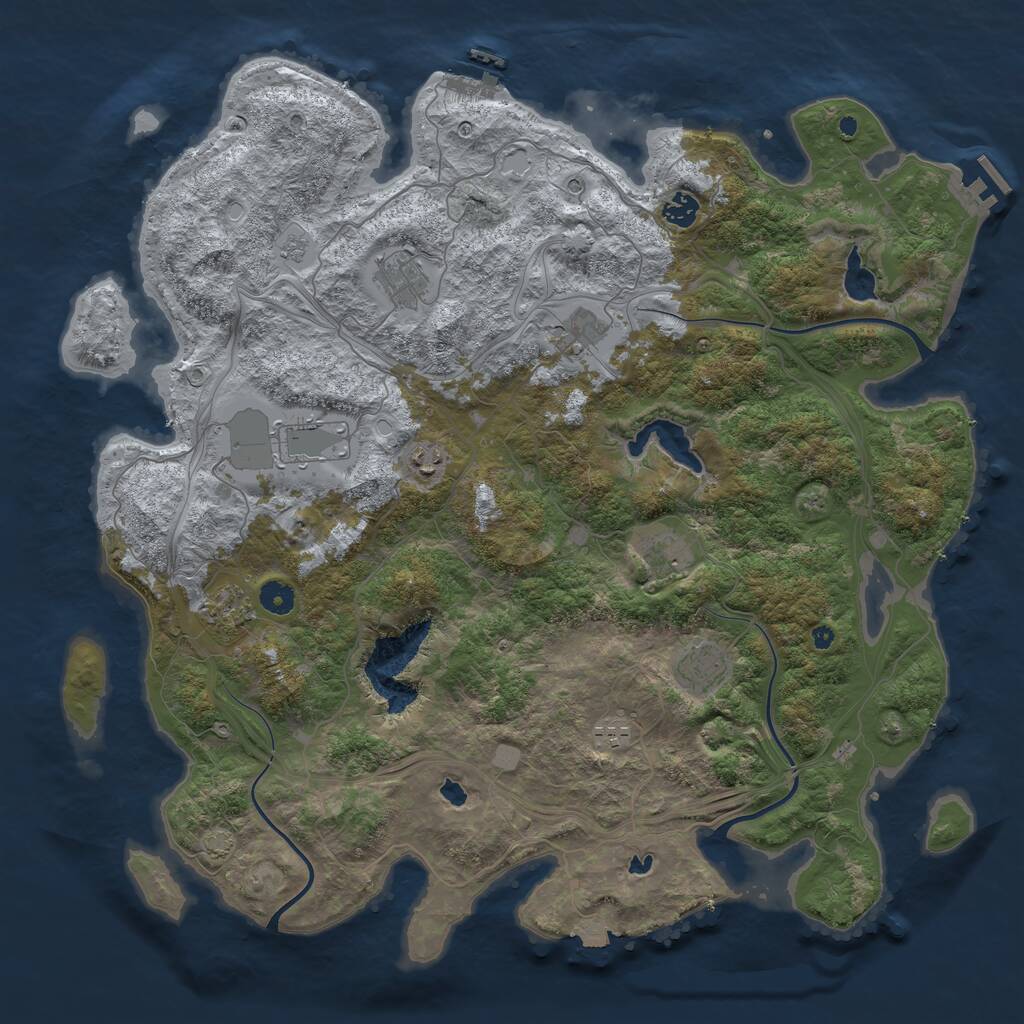Rust Map: Procedural Map, Size: 4500, Seed: 2061316406, 15 Monuments