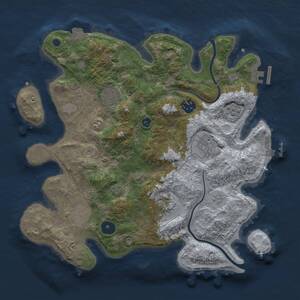 Thumbnail Rust Map: Procedural Map, Size: 3300, Seed: 189598553, 12 Monuments