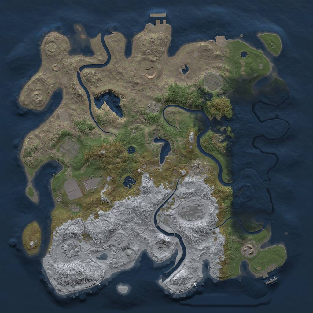 Rust Map: Procedural Map, Size: 4000, Seed: 1219079845, 15 Monuments