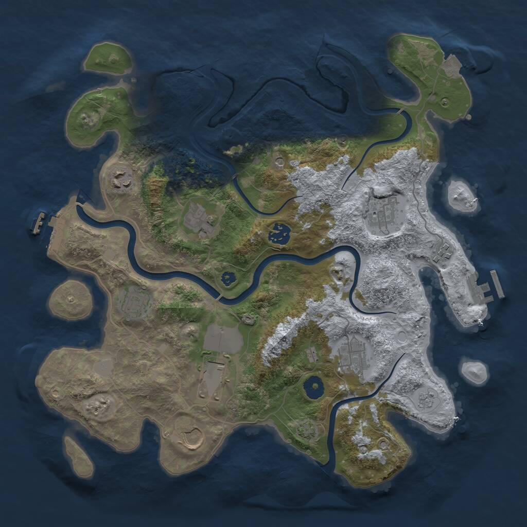 Rust Map: Procedural Map, Size: 3650, Seed: 1365210471, 15 Monuments