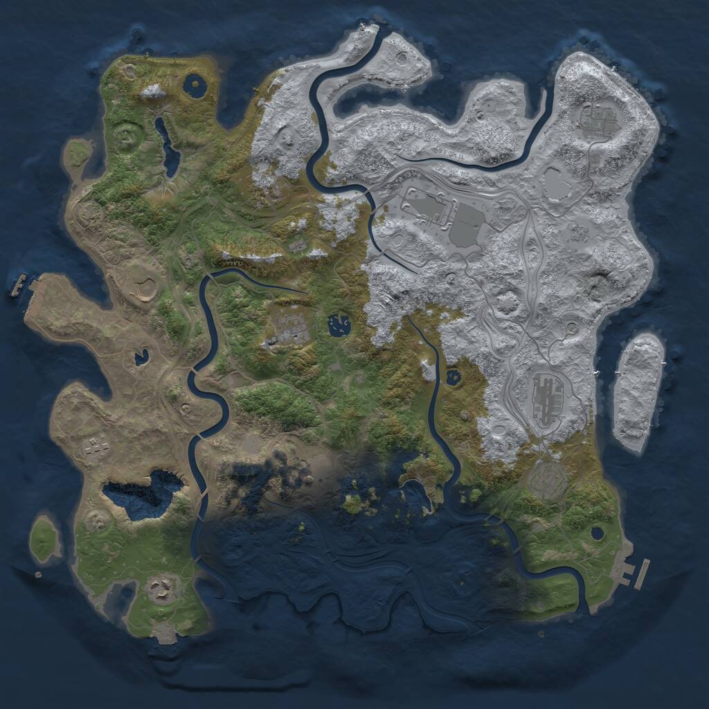 Rust Map: Procedural Map, Size: 4500, Seed: 1182735988, 17 Monuments