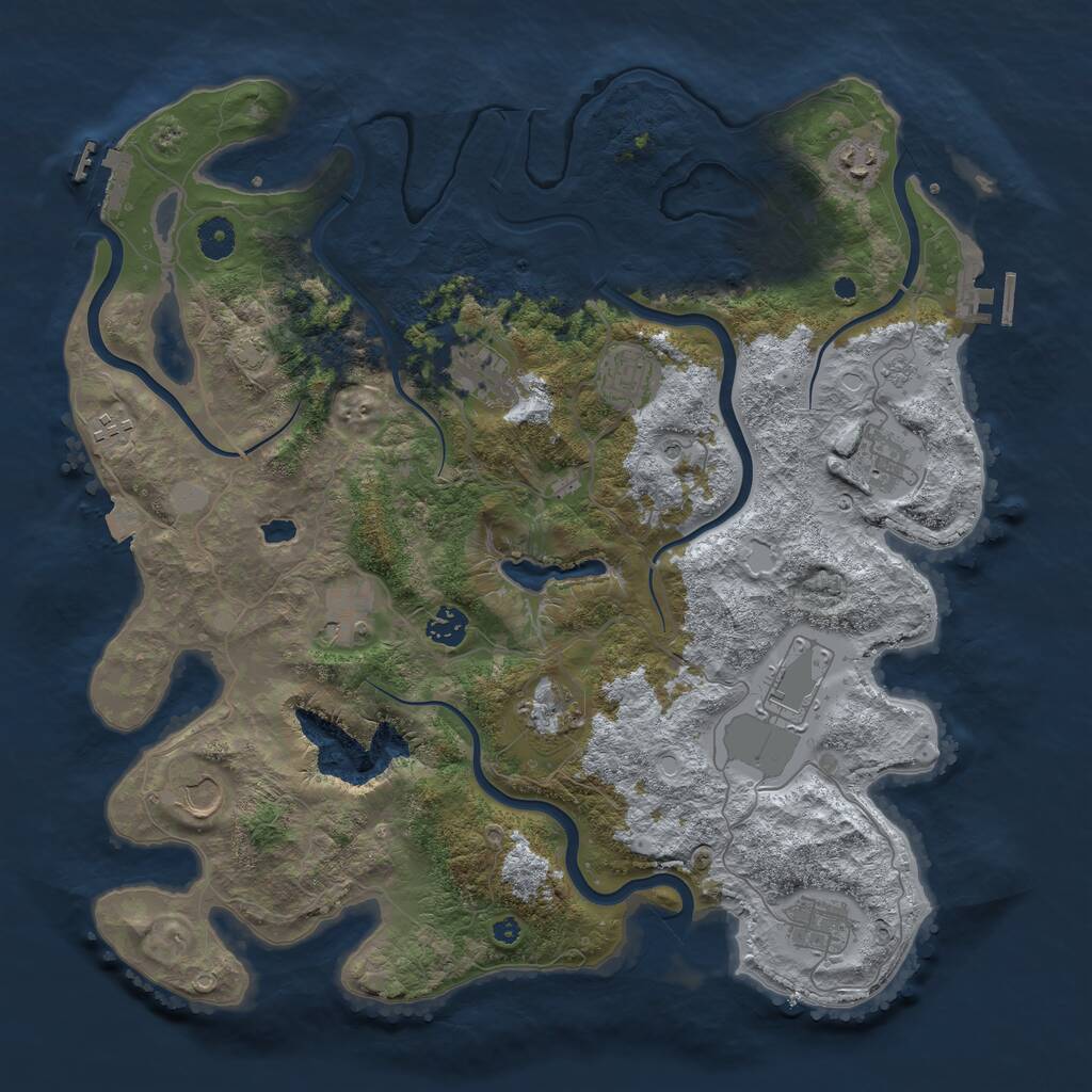Rust Map: Procedural Map, Size: 4096, Seed: 993241084, 17 Monuments