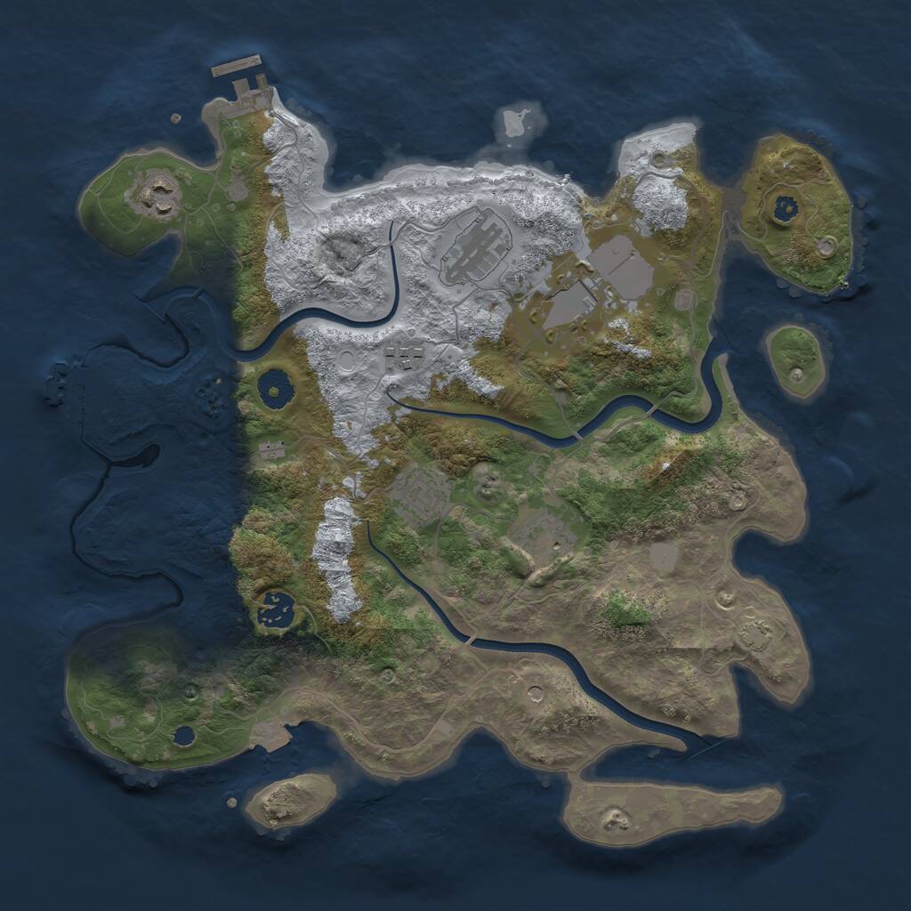 Rust Map: Procedural Map, Size: 3650, Seed: 82662407, 12 Monuments