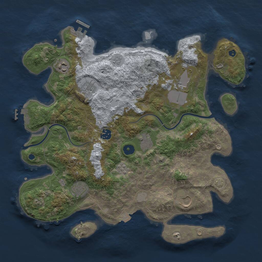 Rust Map: Procedural Map, Size: 3650, Seed: 82662407, 14 Monuments