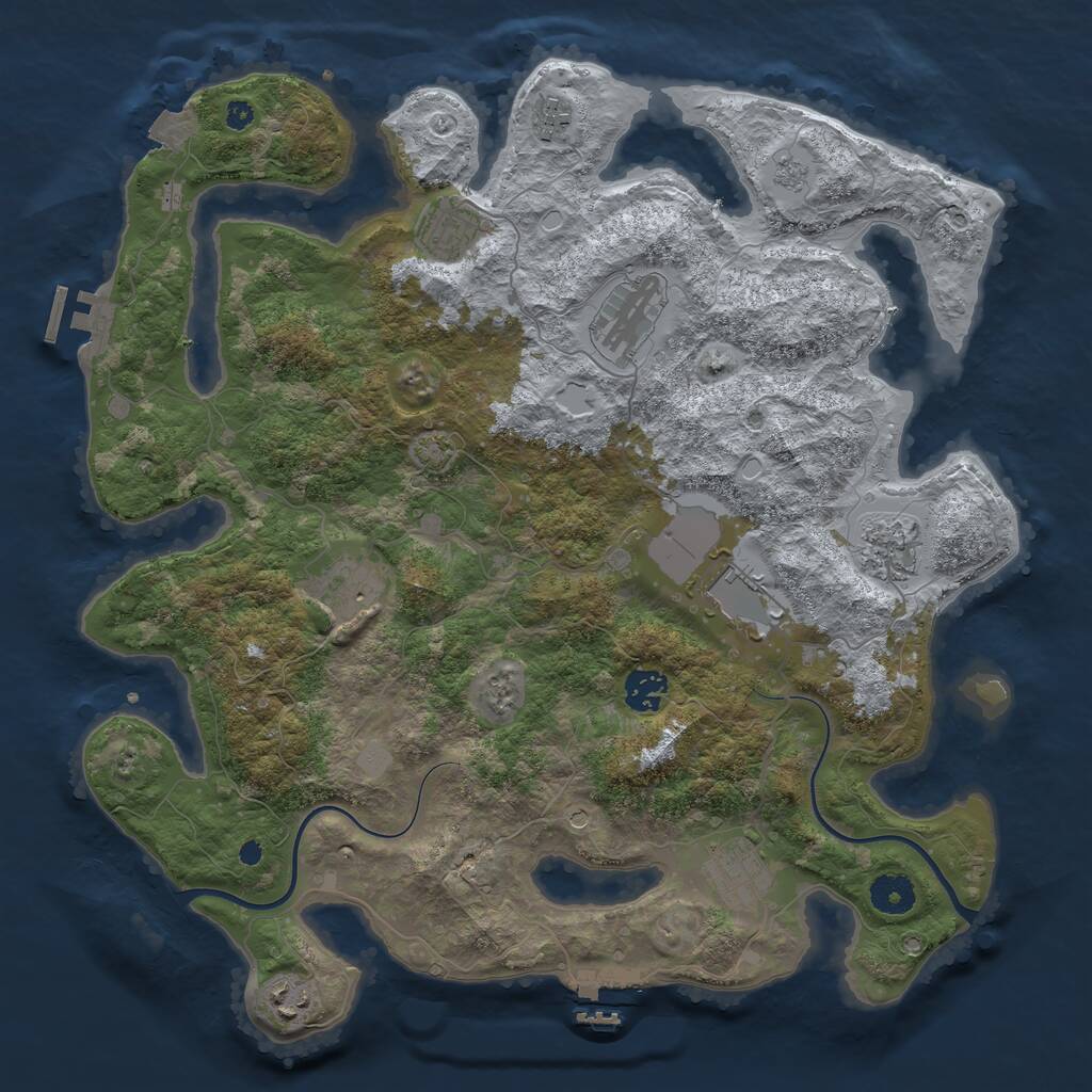 Rust Map: Procedural Map, Size: 3800, Seed: 3570335, 15 Monuments