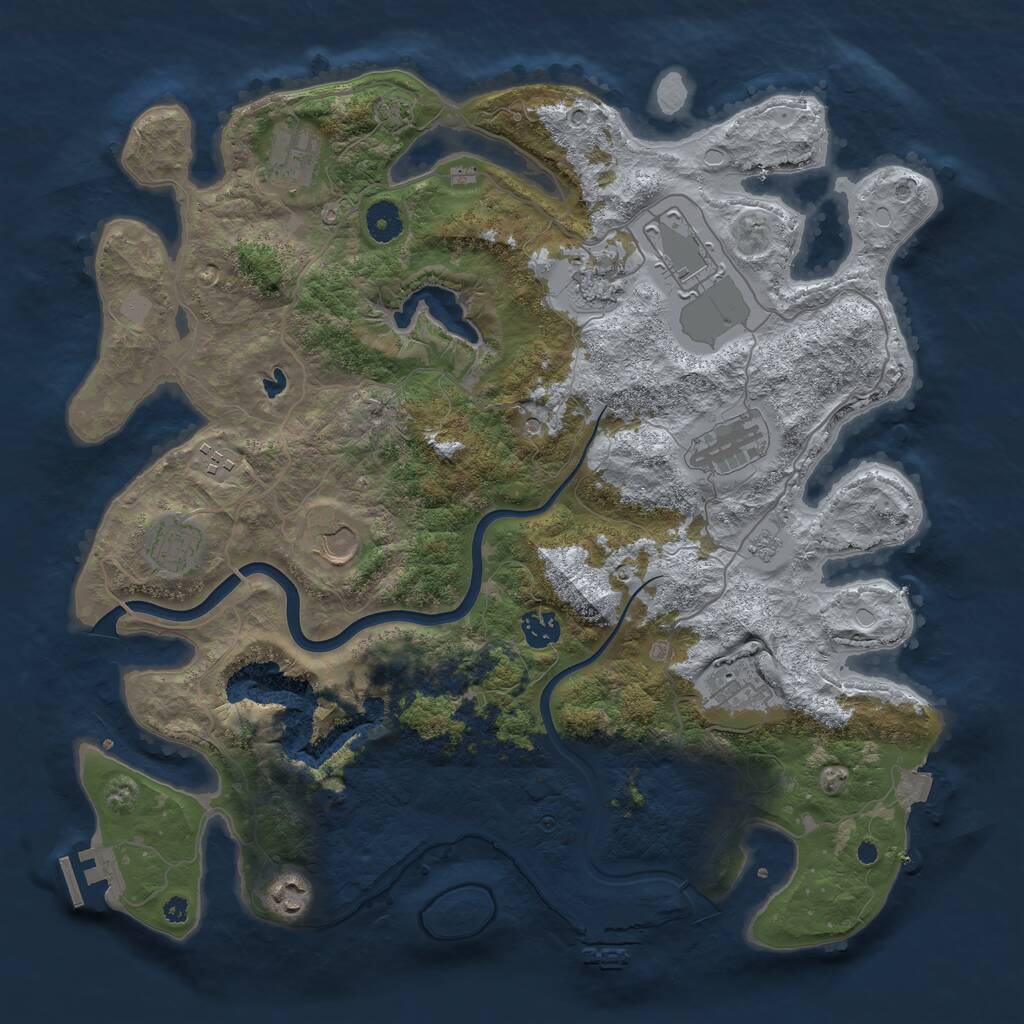 Rust Map: Procedural Map, Size: 4000, Seed: 399443990, 16 Monuments