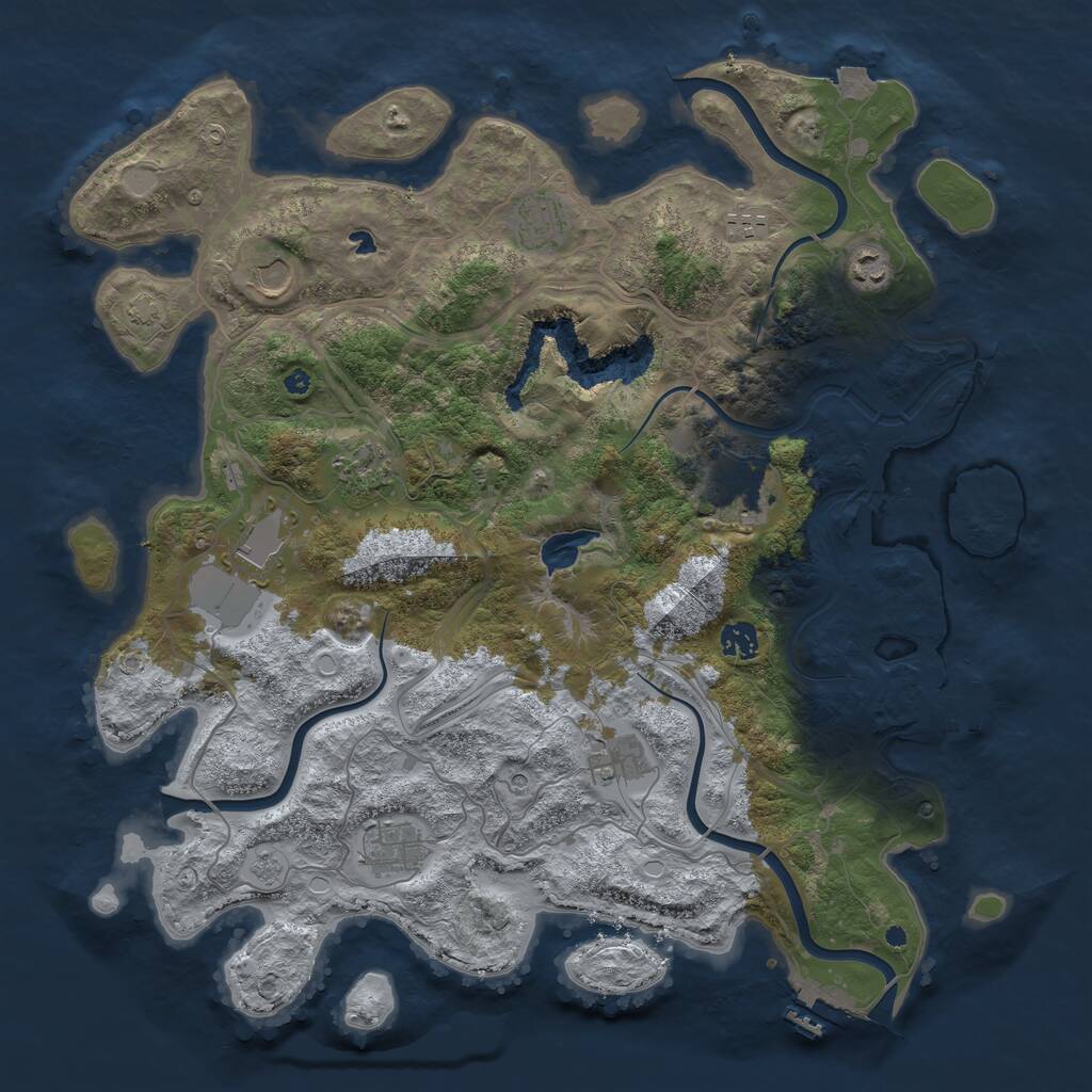 Rust Map: Procedural Map, Size: 4250, Seed: 1050791412, 16 Monuments