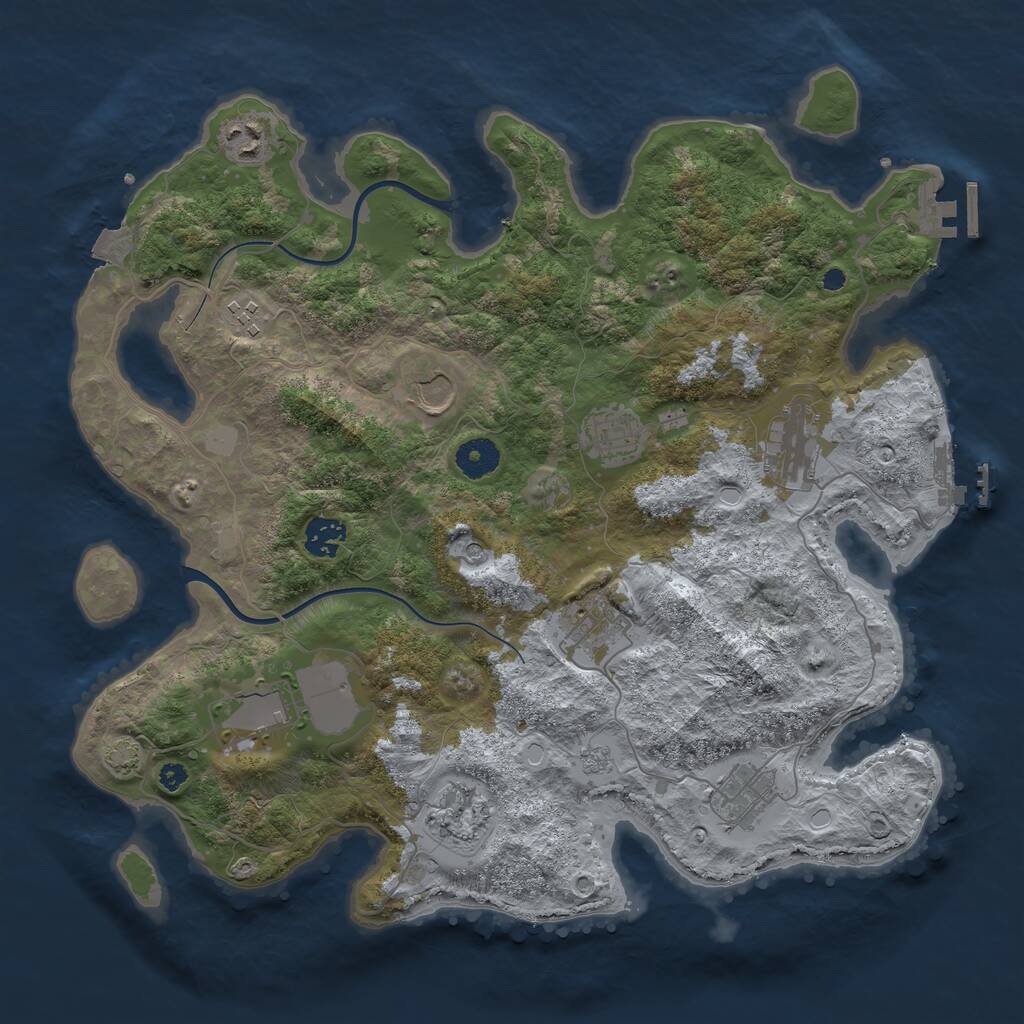 Rust Map: Procedural Map, Size: 3750, Seed: 199508309, 16 Monuments