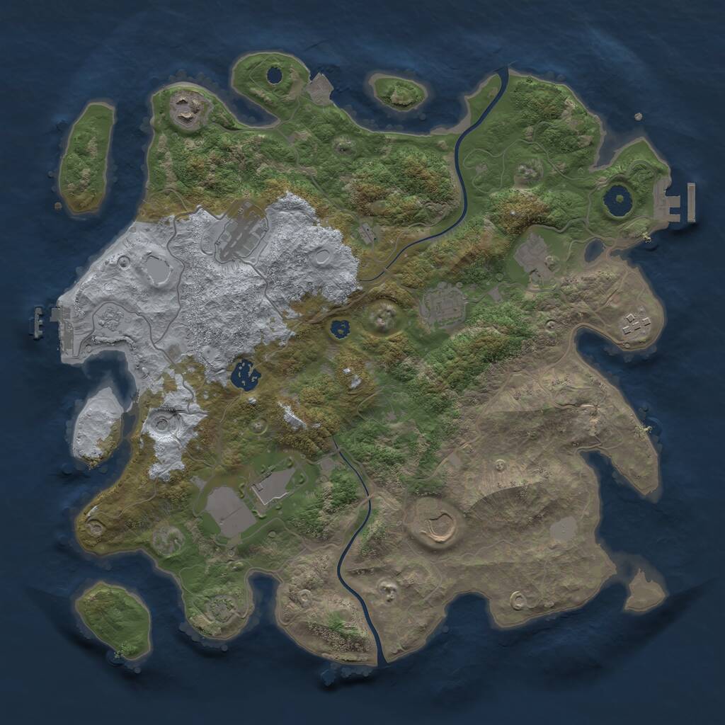 Rust Map: Procedural Map, Size: 3750, Seed: 138292289, 14 Monuments