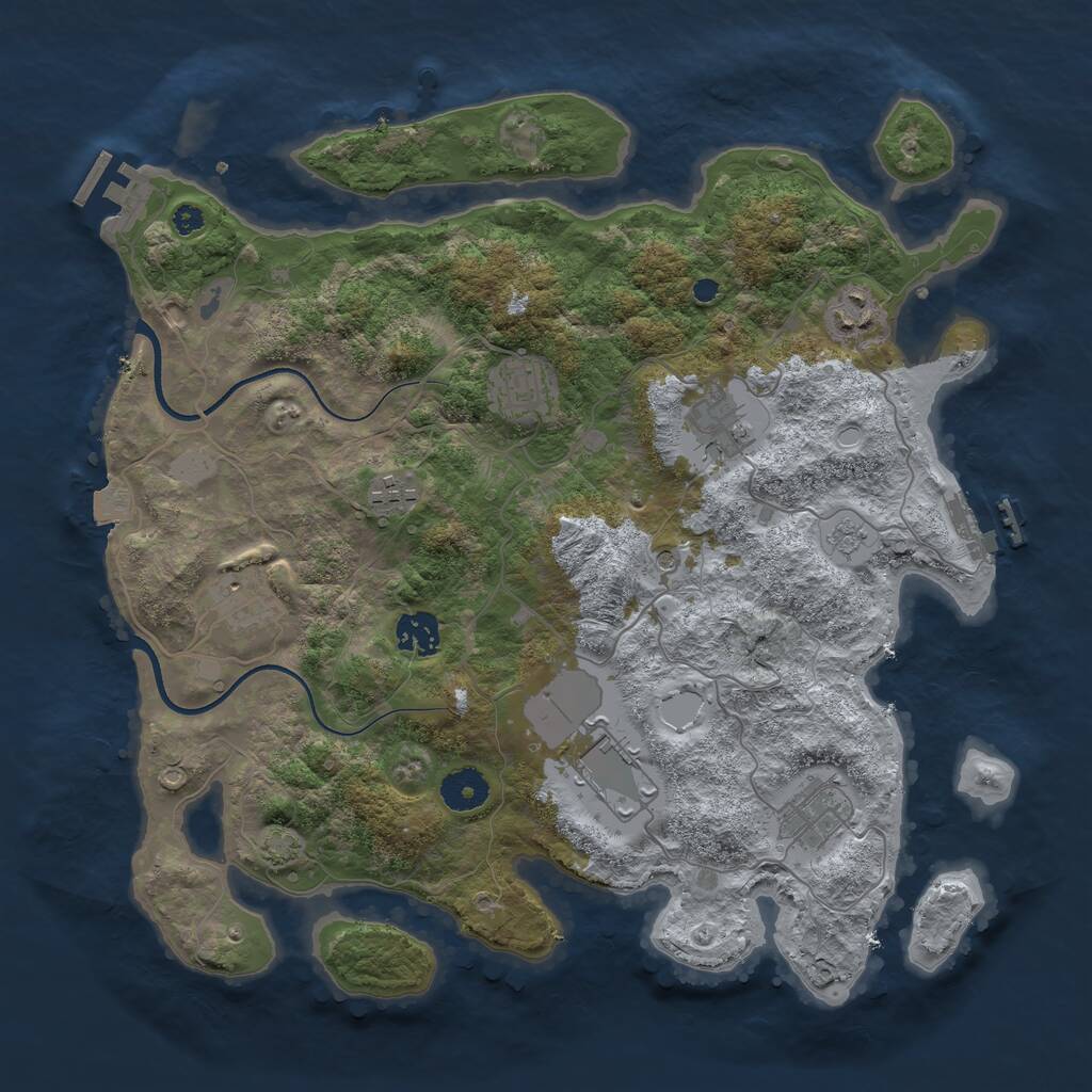 Rust Map: Procedural Map, Size: 3650, Seed: 64962919, 14 Monuments