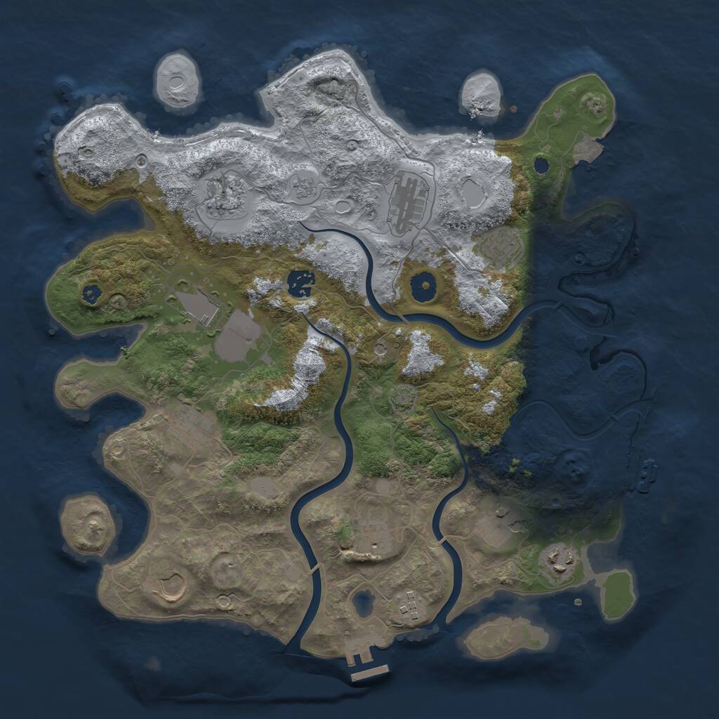 Rust Map: Procedural Map, Size: 3800, Seed: 897785550, 17 Monuments