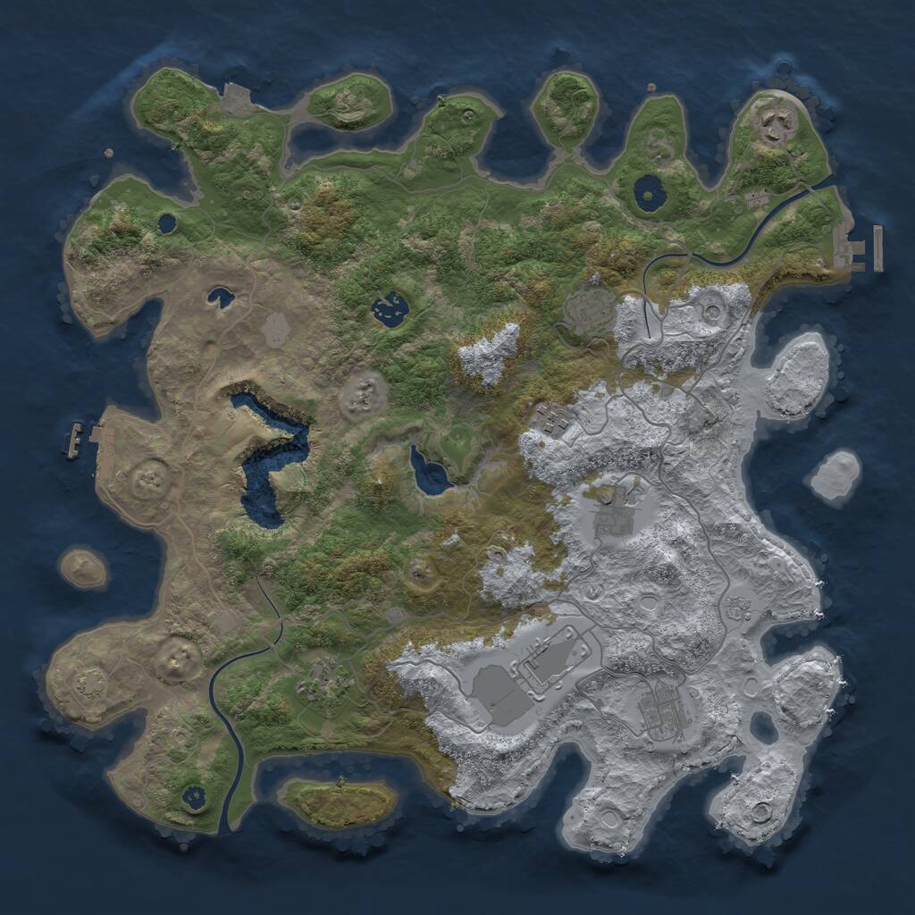Rust Map: Procedural Map, Size: 4000, Seed: 2130038306, 14 Monuments