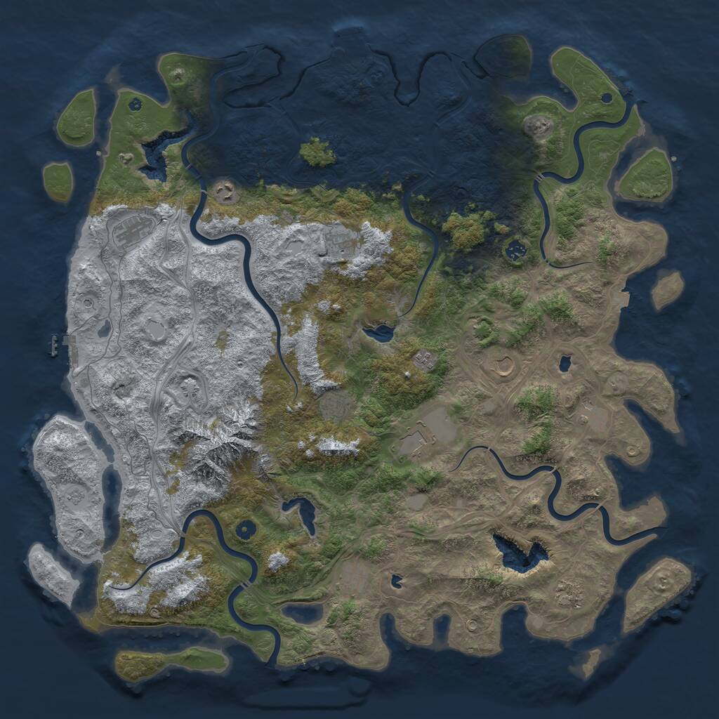 Rust Map: Procedural Map, Size: 5500, Seed: 50045, 17 Monuments