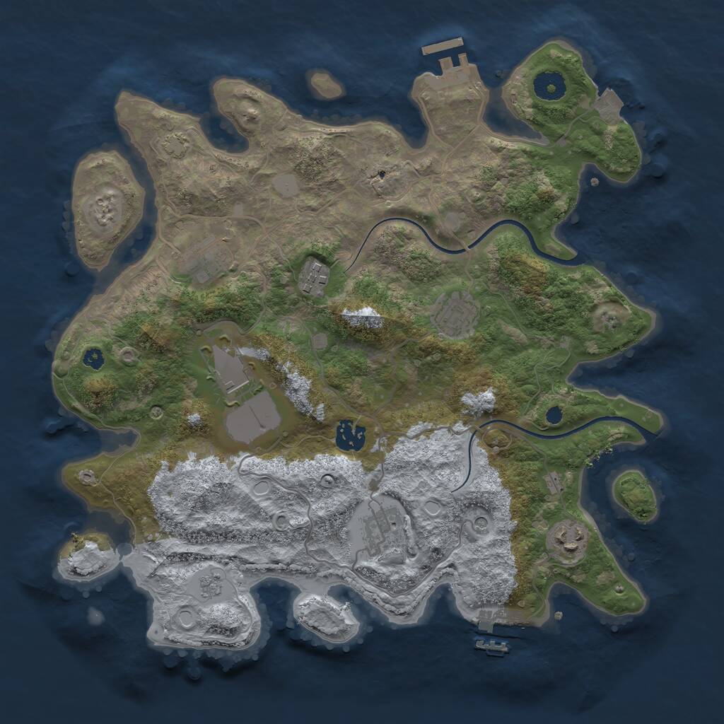 Rust Map: Procedural Map, Size: 3500, Seed: 785608407, 13 Monuments