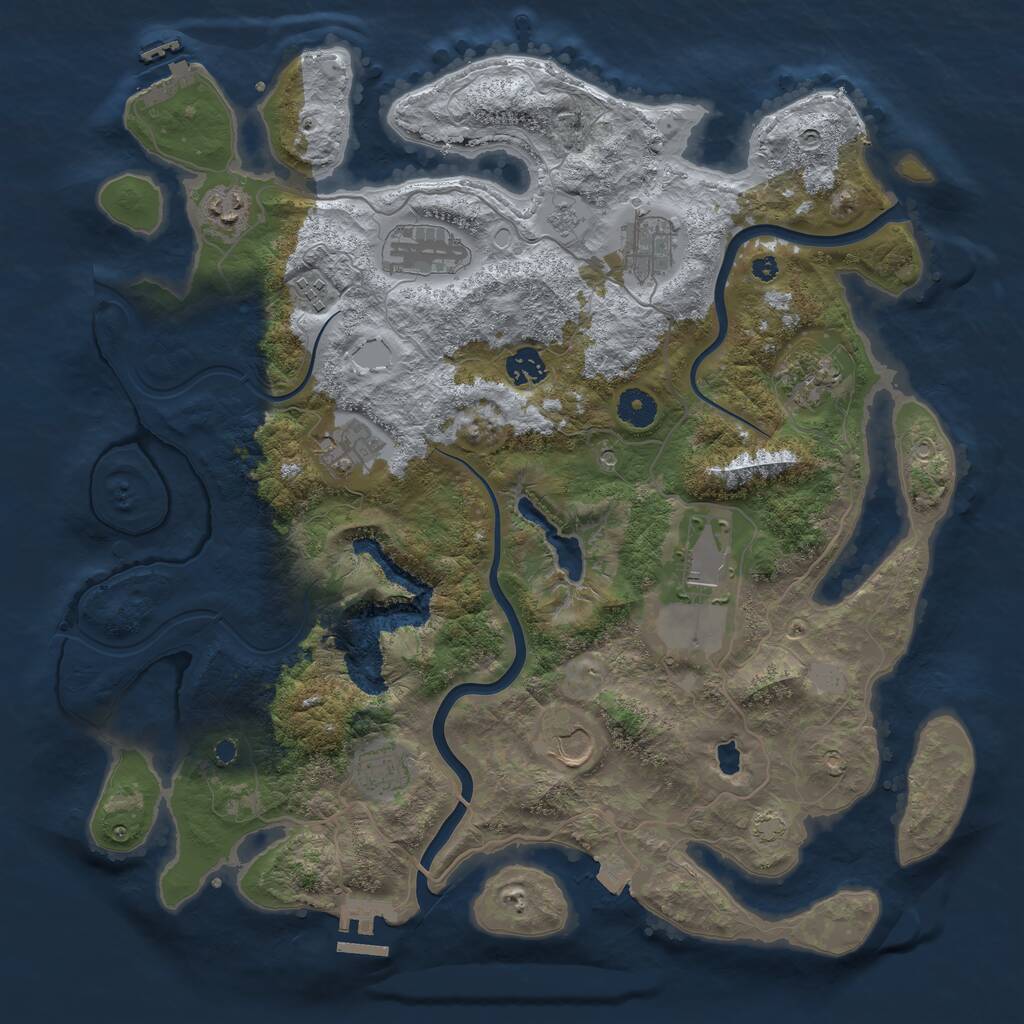 Rust Map: Procedural Map, Size: 4000, Seed: 633446074, 16 Monuments