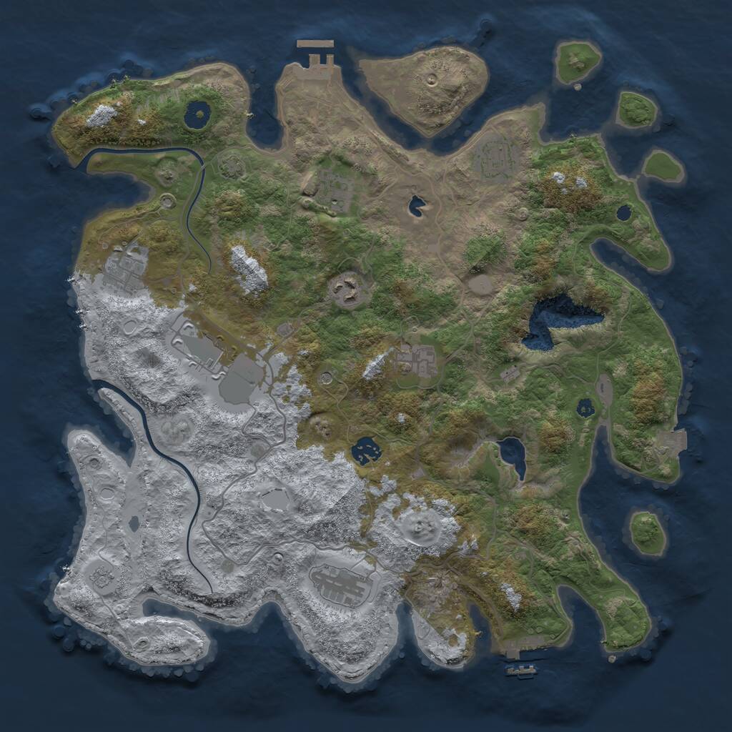 Rust Map: Procedural Map, Size: 4000, Seed: 535666900, 14 Monuments
