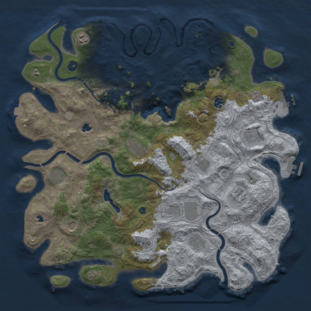 Rust Map: Procedural Map, Size: 4500, Seed: 2085382071, 17 Monuments