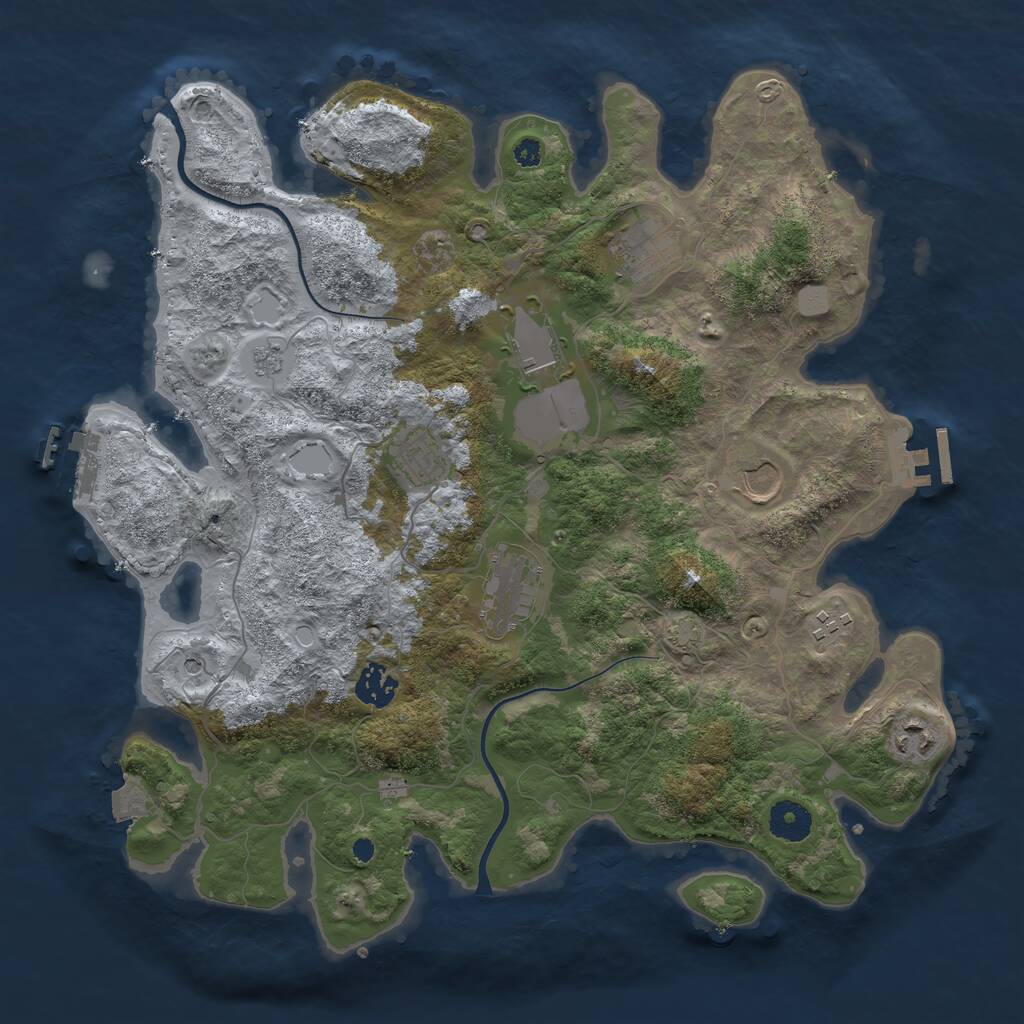 Rust Map: Procedural Map, Size: 3700, Seed: 1350478418, 14 Monuments