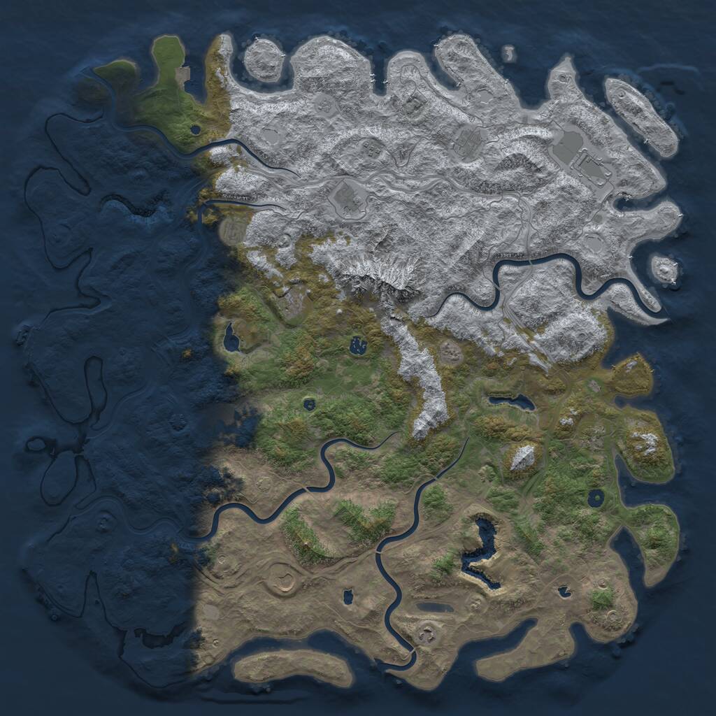 Rust Map: Procedural Map, Size: 6000, Seed: 27116675, 17 Monuments