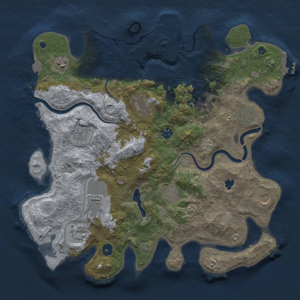 Rust Map: Procedural Map, Size: 4000, Seed: 1044078279, 17 Monuments