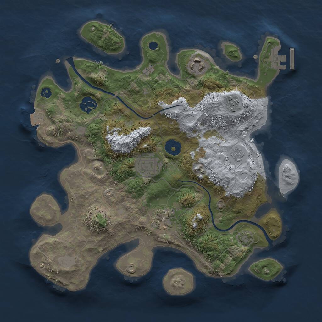 Rust Map: Procedural Map, Size: 3000, Seed: 2050298798, 9 Monuments