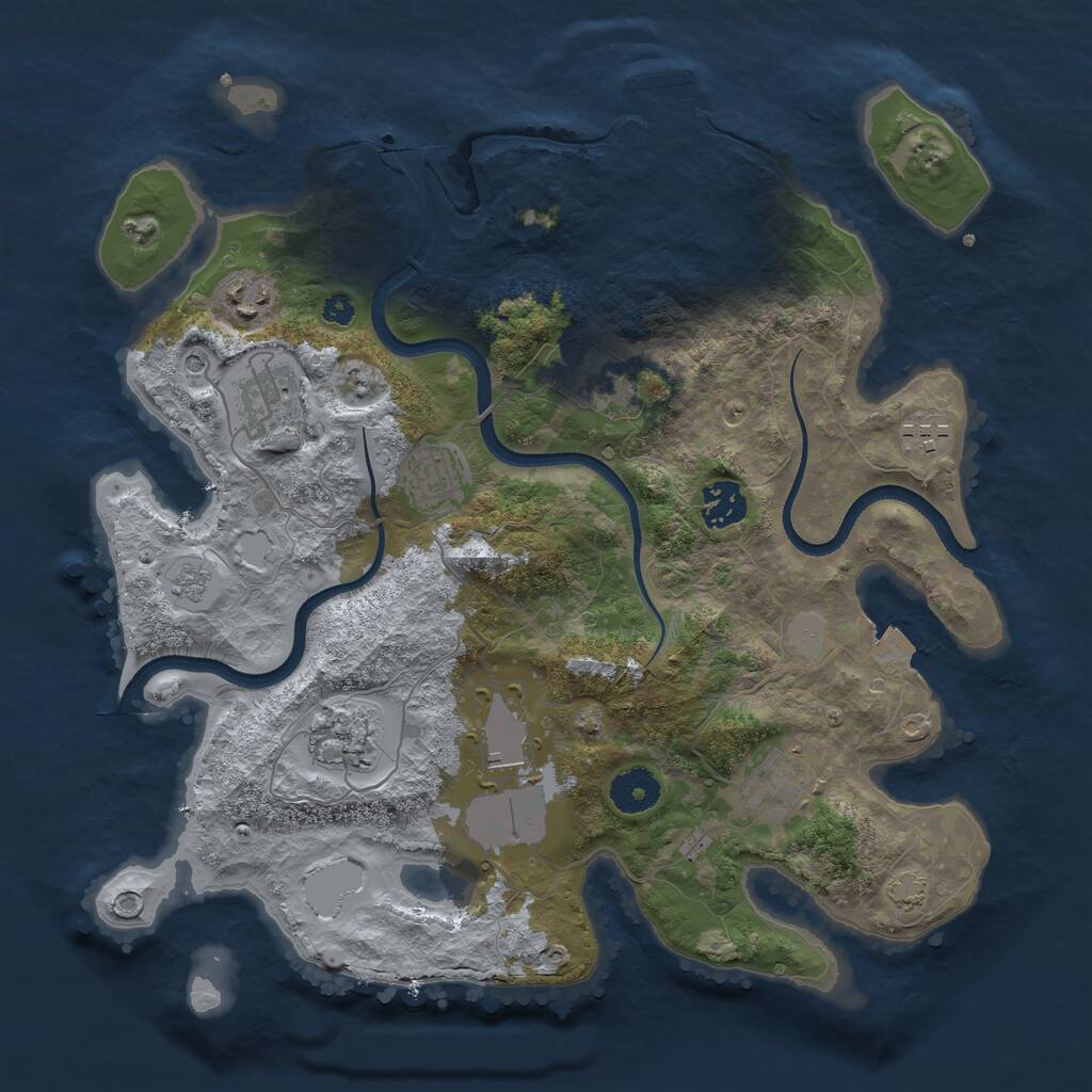 Rust Map: Procedural Map, Size: 3500, Seed: 85701616, 14 Monuments