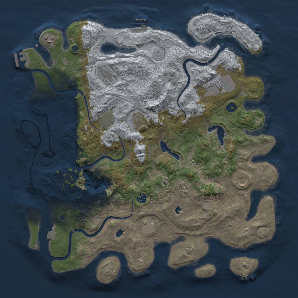 Rust Map: Procedural Map, Size: 4500, Seed: 1122223743, 16 Monuments