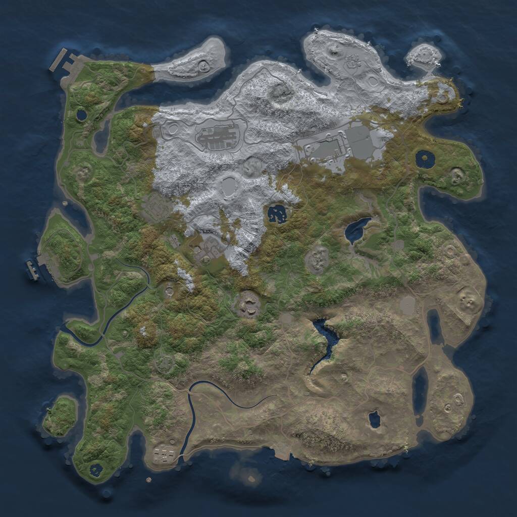Rust Map: Procedural Map, Size: 4000, Seed: 720894180, 13 Monuments