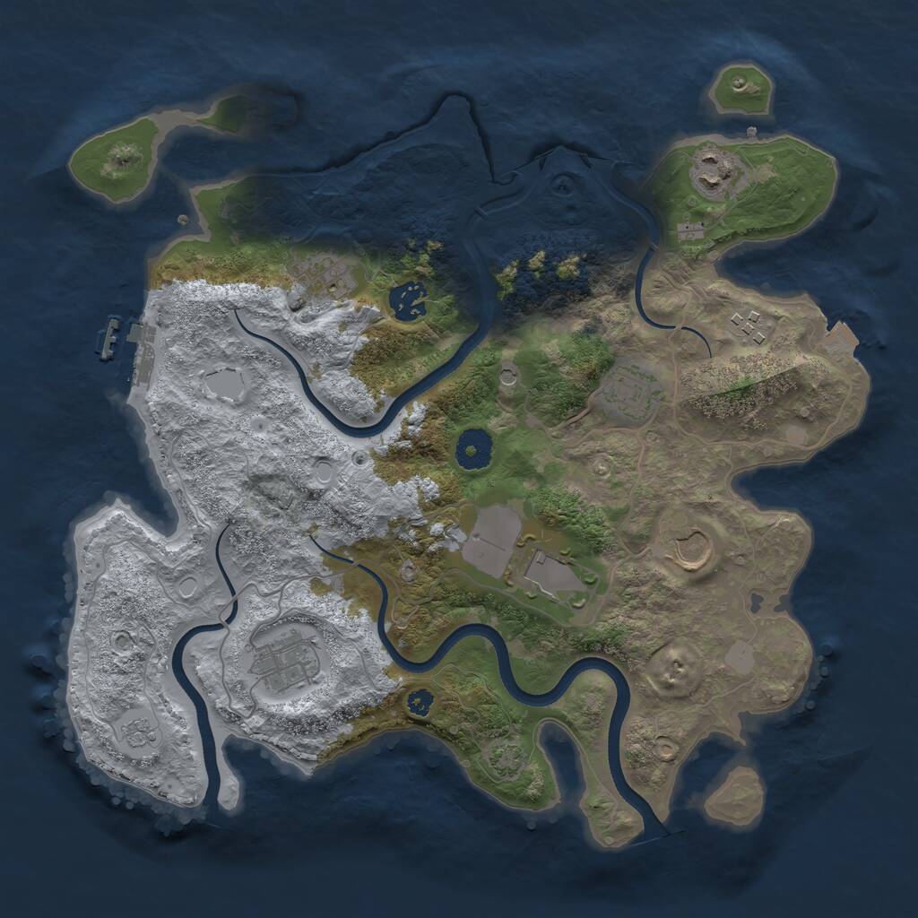 Rust Map: Procedural Map, Size: 3500, Seed: 839516826, 13 Monuments
