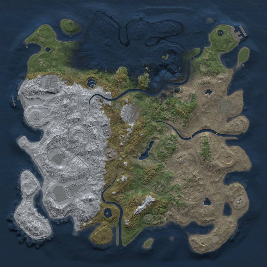 Rust Map: Procedural Map, Size: 4500, Seed: 128066160, 16 Monuments