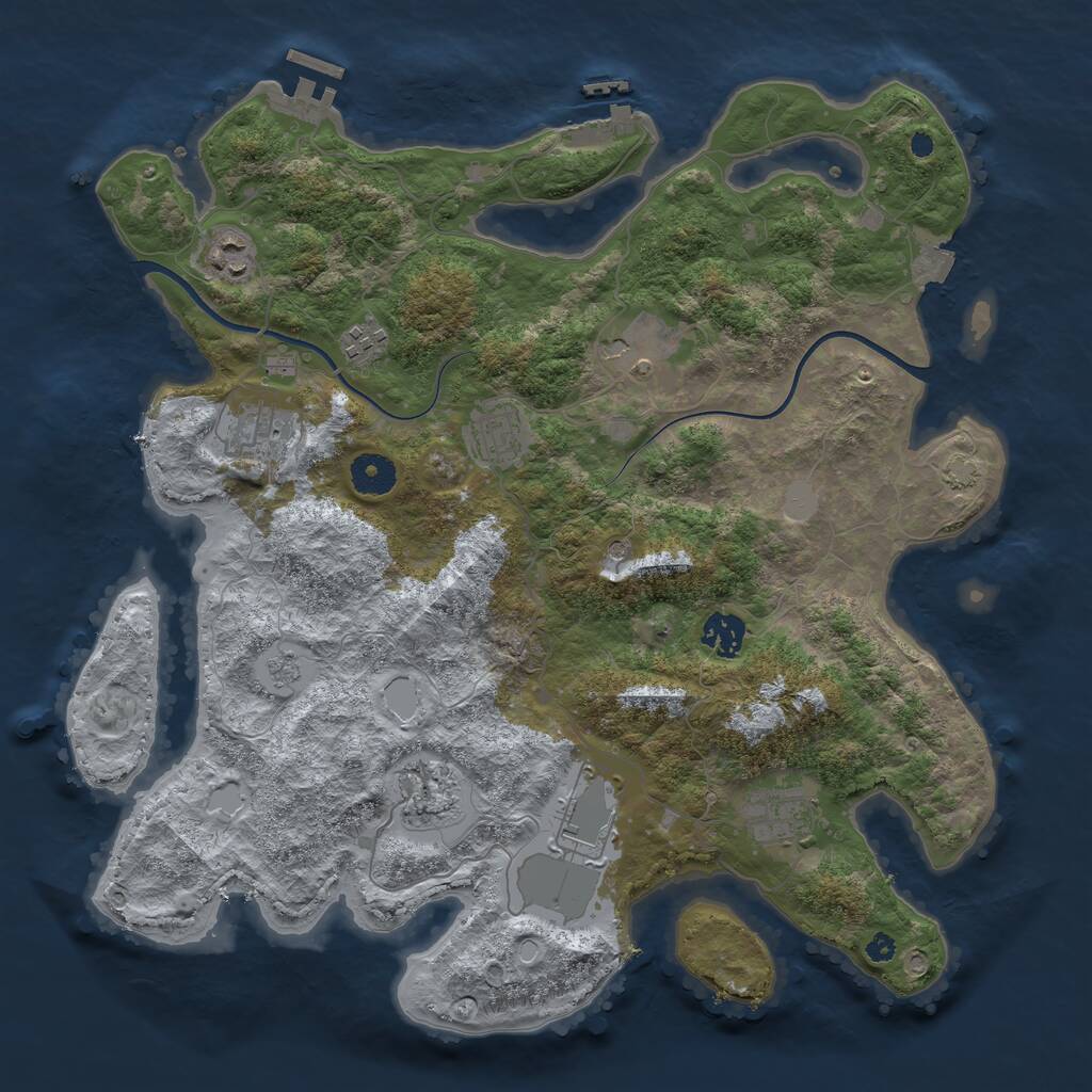 Rust Map: Procedural Map, Size: 3750, Seed: 941809720, 15 Monuments