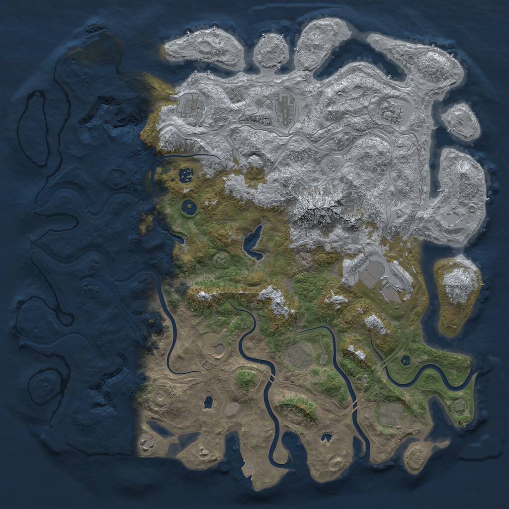Rust Map: Procedural Map, Size: 5000, Seed: 369844258, 16 Monuments