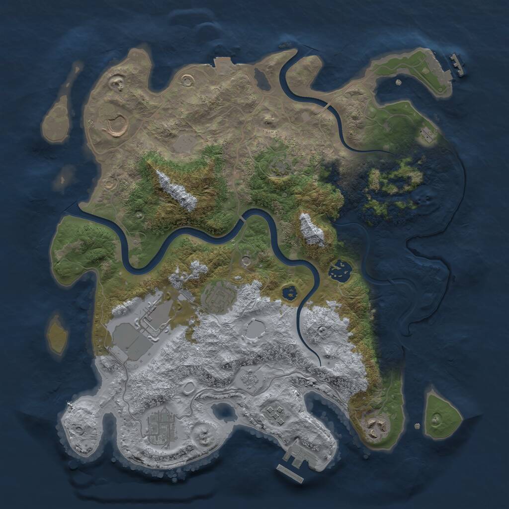 Rust Map: Procedural Map, Size: 3500, Seed: 967756, 13 Monuments