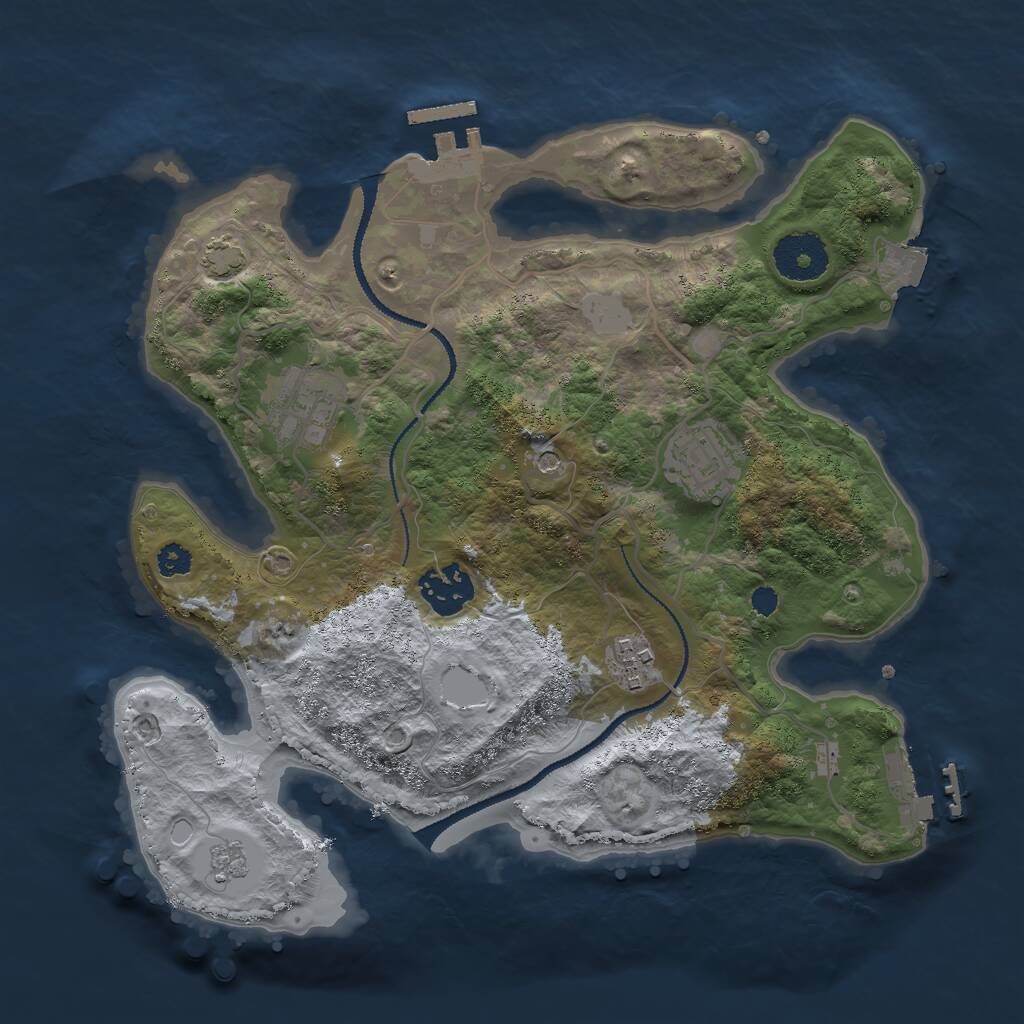 Rust Map: Procedural Map, Size: 3000, Seed: 1103429065, 10 Monuments