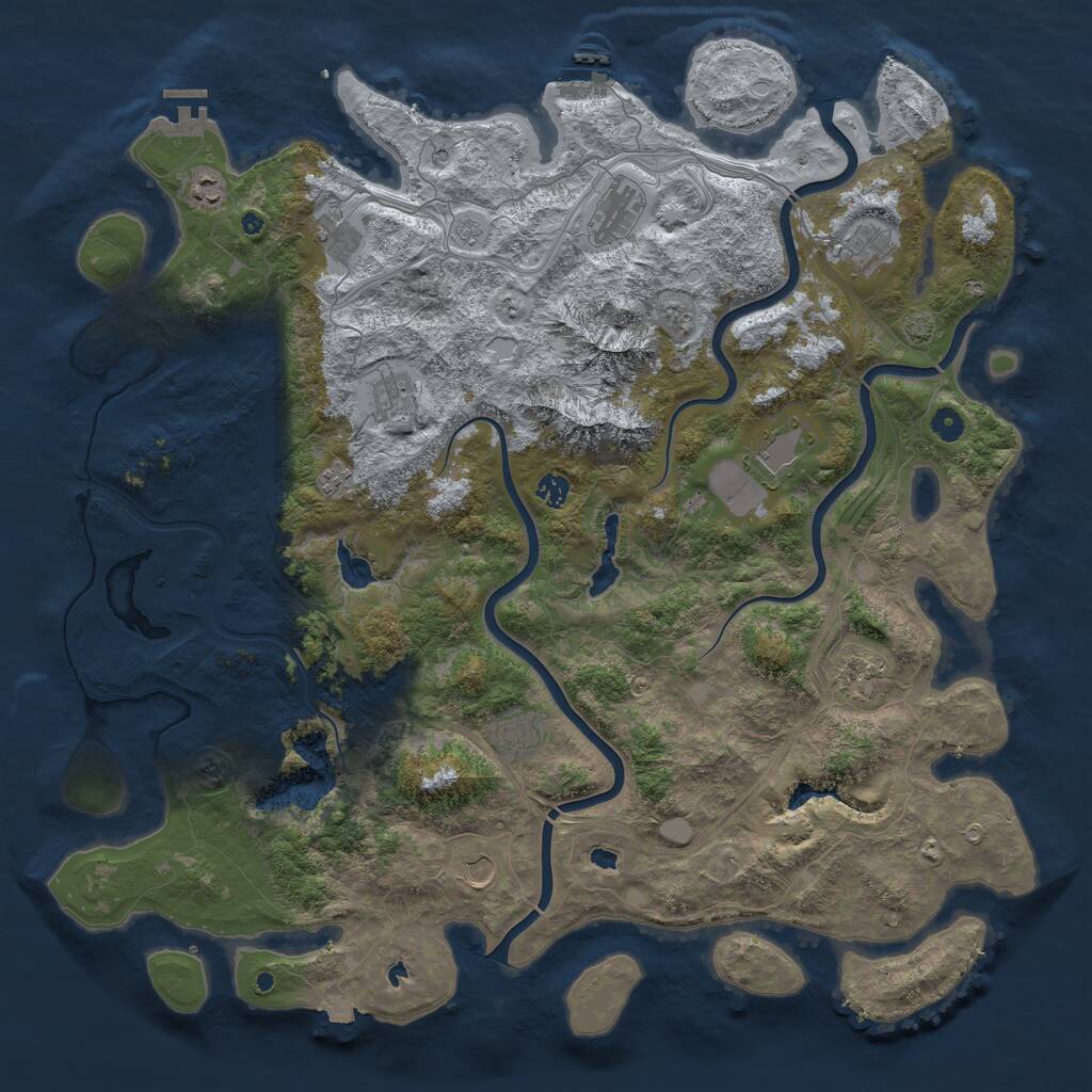 Rust Map: Procedural Map, Size: 5000, Seed: 235123, 17 Monuments