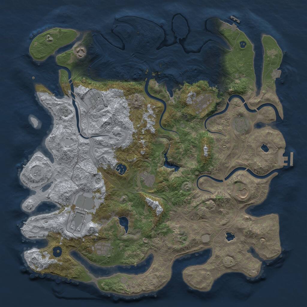 Rust Map: Procedural Map, Size: 4500, Seed: 1295275063, 17 Monuments