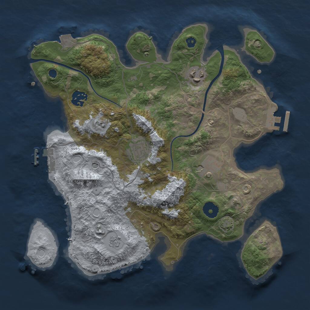 Rust Map: Procedural Map, Size: 3000, Seed: 242188903, 10 Monuments
