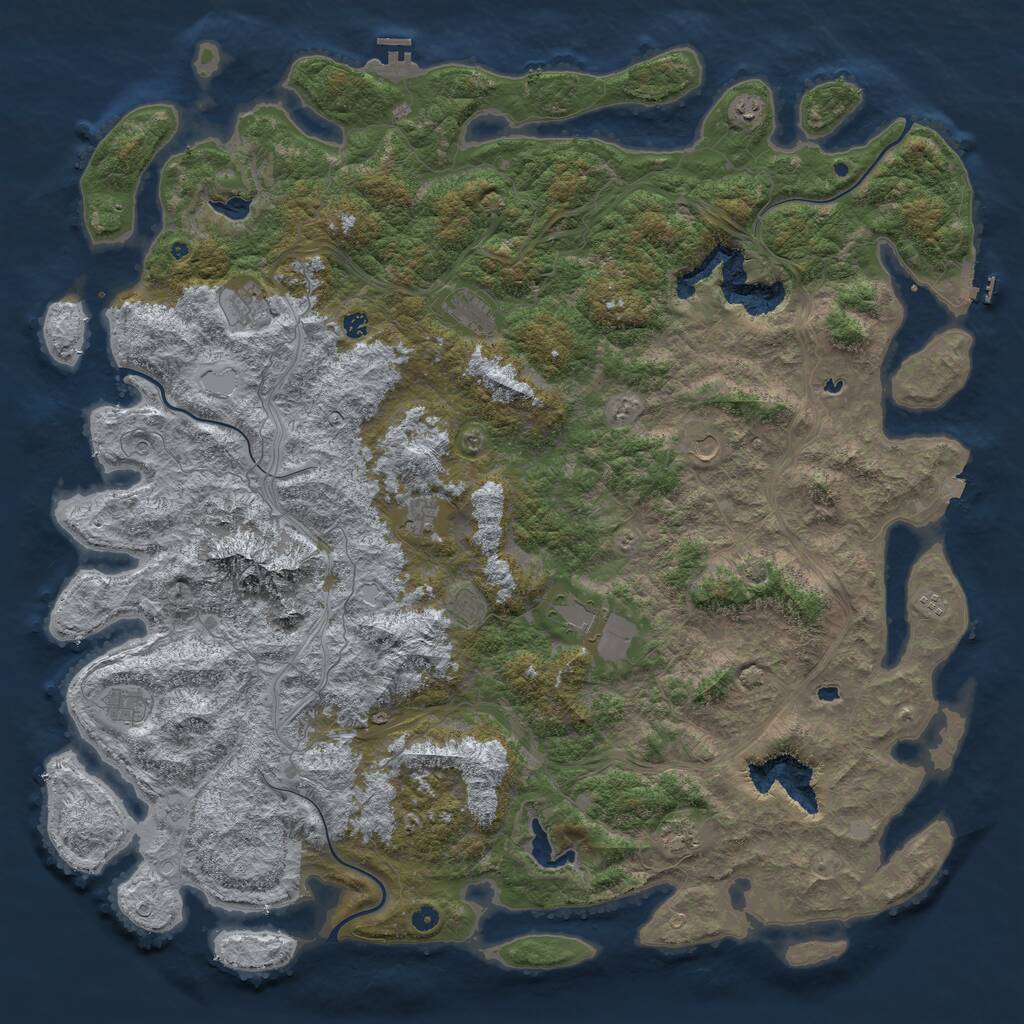 Rust Map: Procedural Map, Size: 6000, Seed: 715922734, 17 Monuments
