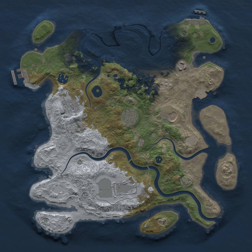 Rust Map: Procedural Map, Size: 3500, Seed: 6032025, 13 Monuments