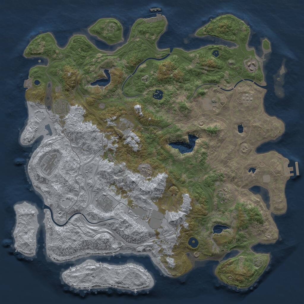 Rust Map: Procedural Map, Size: 4500, Seed: 1079535750, 16 Monuments