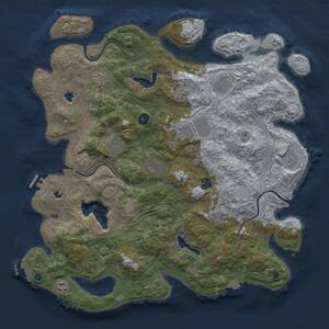 Thumbnail Rust Map: Procedural Map, Size: 4500, Seed: 30090000, 16 Monuments