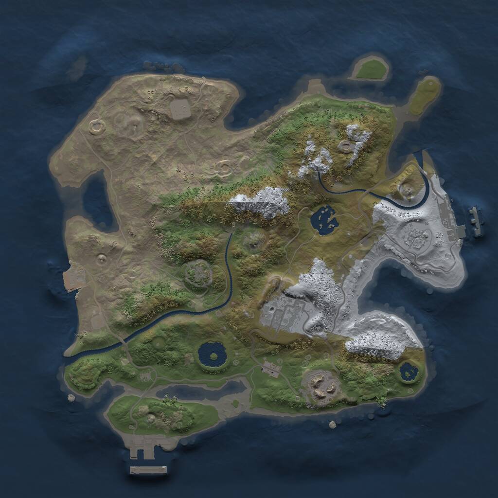 Rust Map: Procedural Map, Size: 2750, Seed: 1125494602, 8 Monuments