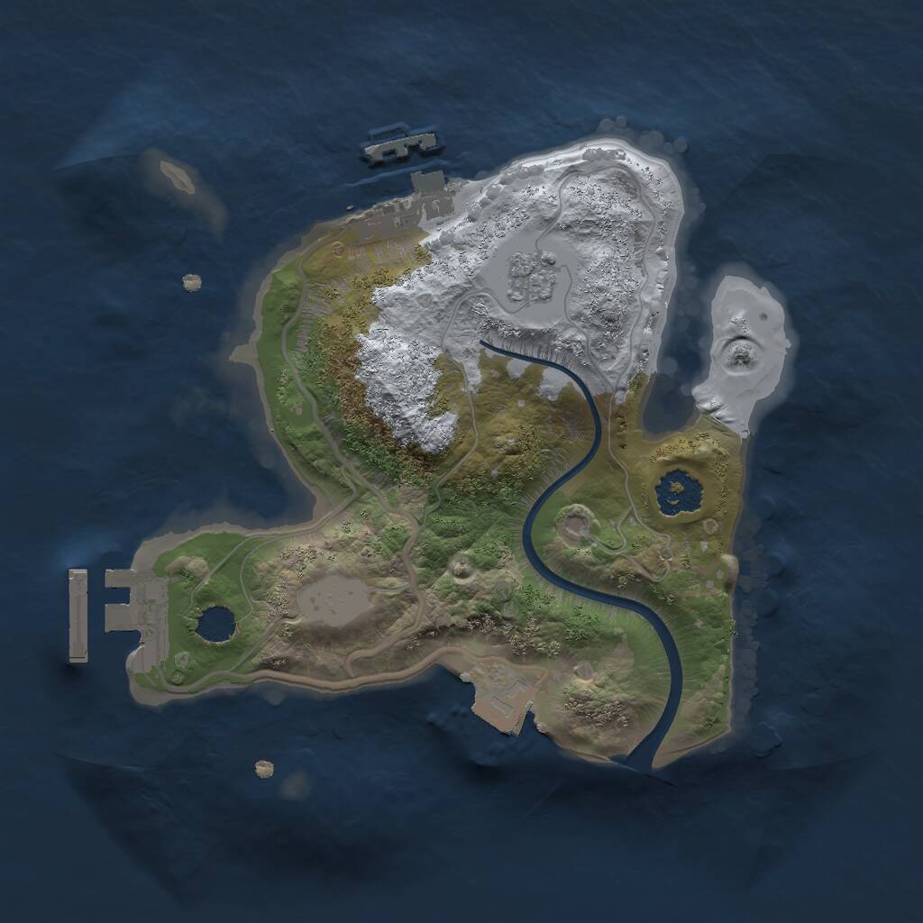 Rust Map: Procedural Map, Size: 2000, Seed: 1947177230, 4 Monuments