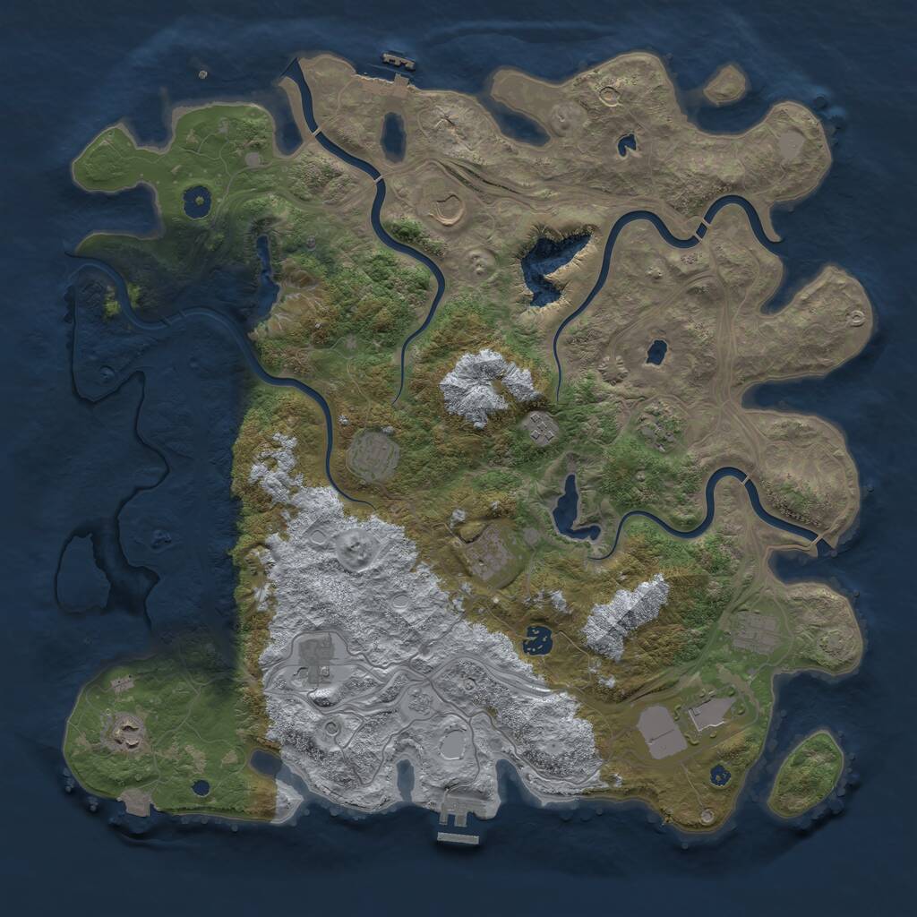 Rust Map: Procedural Map, Size: 4500, Seed: 1159443908, 16 Monuments